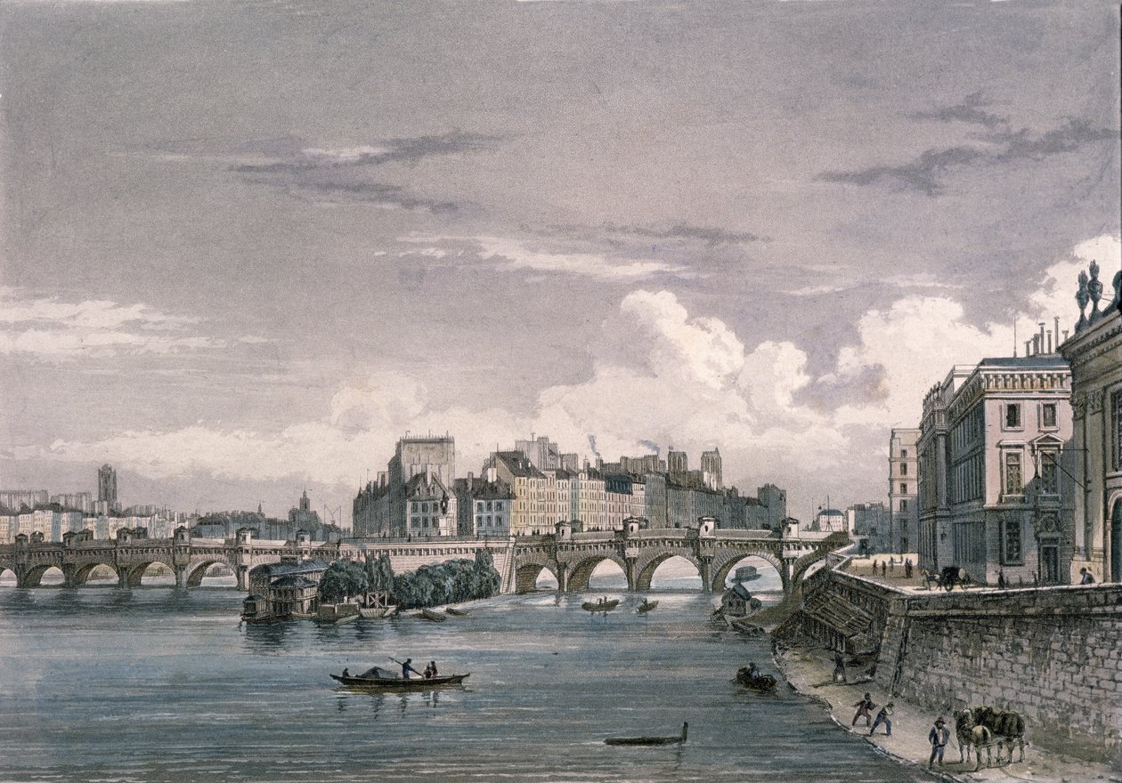 Pont Neuf, 1832, (värikaiverrus) tekijältä Bernhard Schmidt