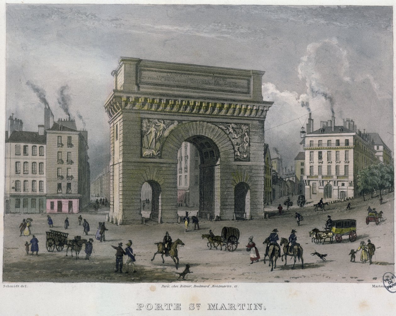 Porte St. Martin, 1832 tekijältä Bernhard Schmidt