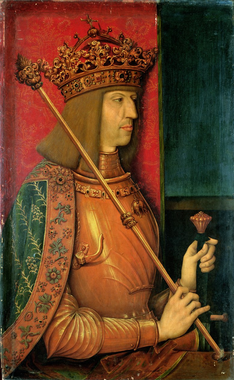 Keisari Maximilian I, noin 1500 (paneeli). tekijältä Bernhard Strigel