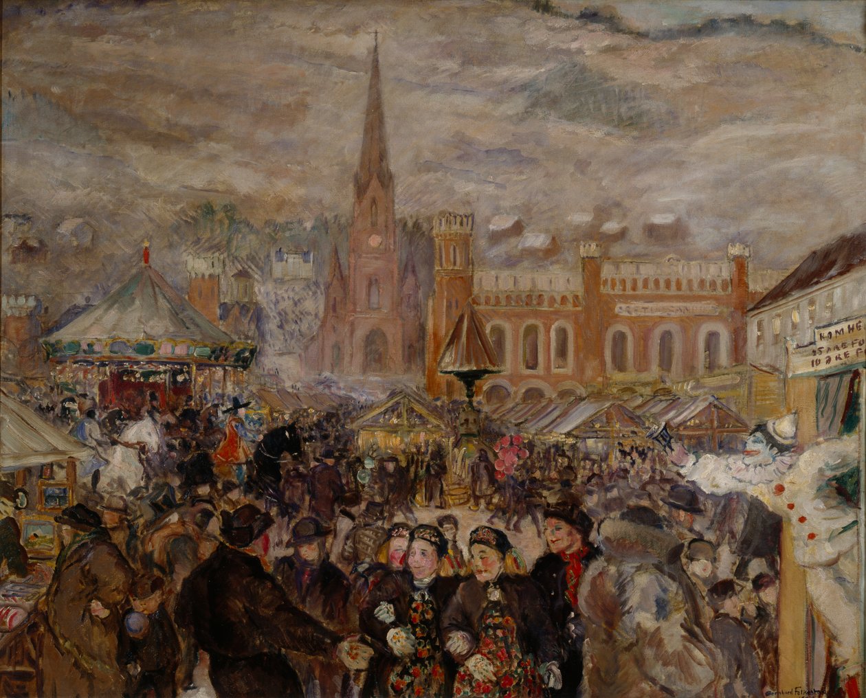 Drammen market (öljy kankaalle) tekijältä Bernhard Dorotheus Folkestad