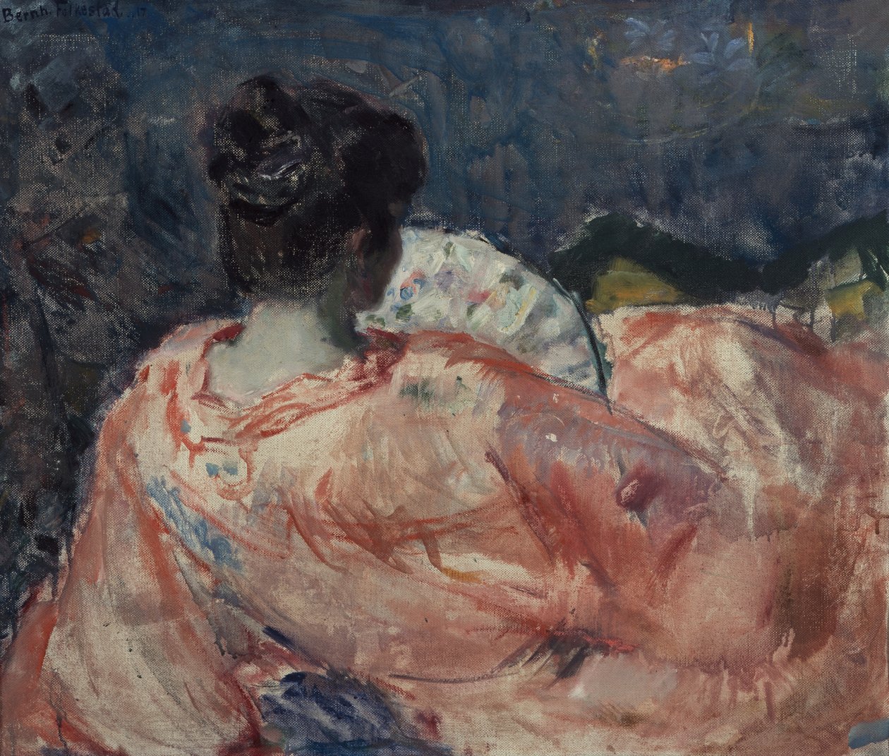 Nainen tuulettimen kanssa tekijältä Bernhard Dorotheus Folkestad