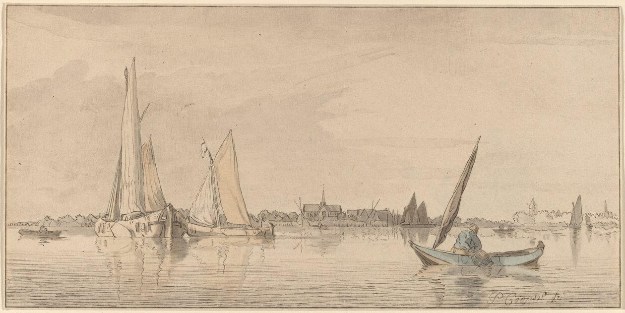 Joki kaupungin kanssa, 1775. tekijältä Bernhard Schreuder