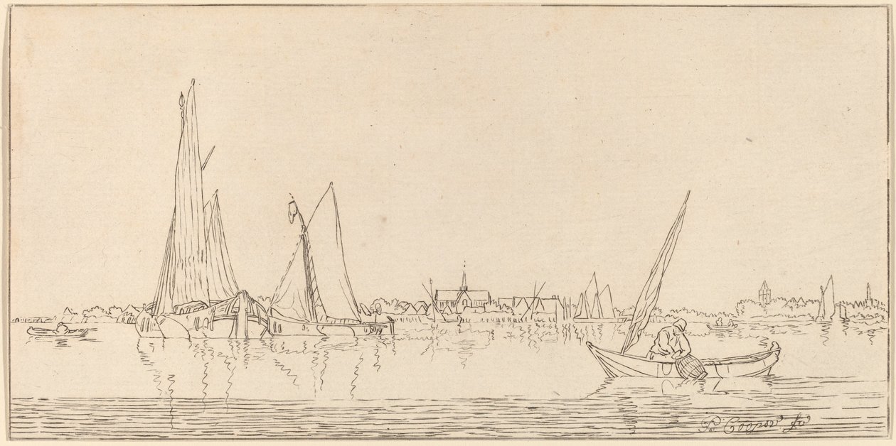 Joki kaupungin kanssa, 1775. tekijältä Bernhard Schreuder