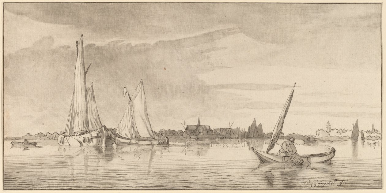 Joki kaupungin kanssa, 1775. tekijältä Bernhard Schreuder