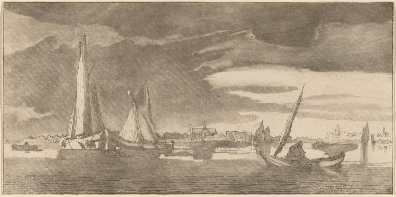 Joki kaupungin kanssa, 1775. tekijältä Bernhard Schreuder