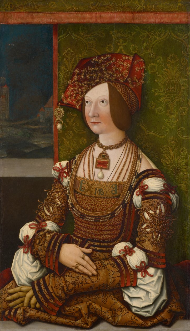 Bianca Maria Sforzan muotokuva 1472-1510, n. 1505-1510. tekijältä Bernhard, Strigel