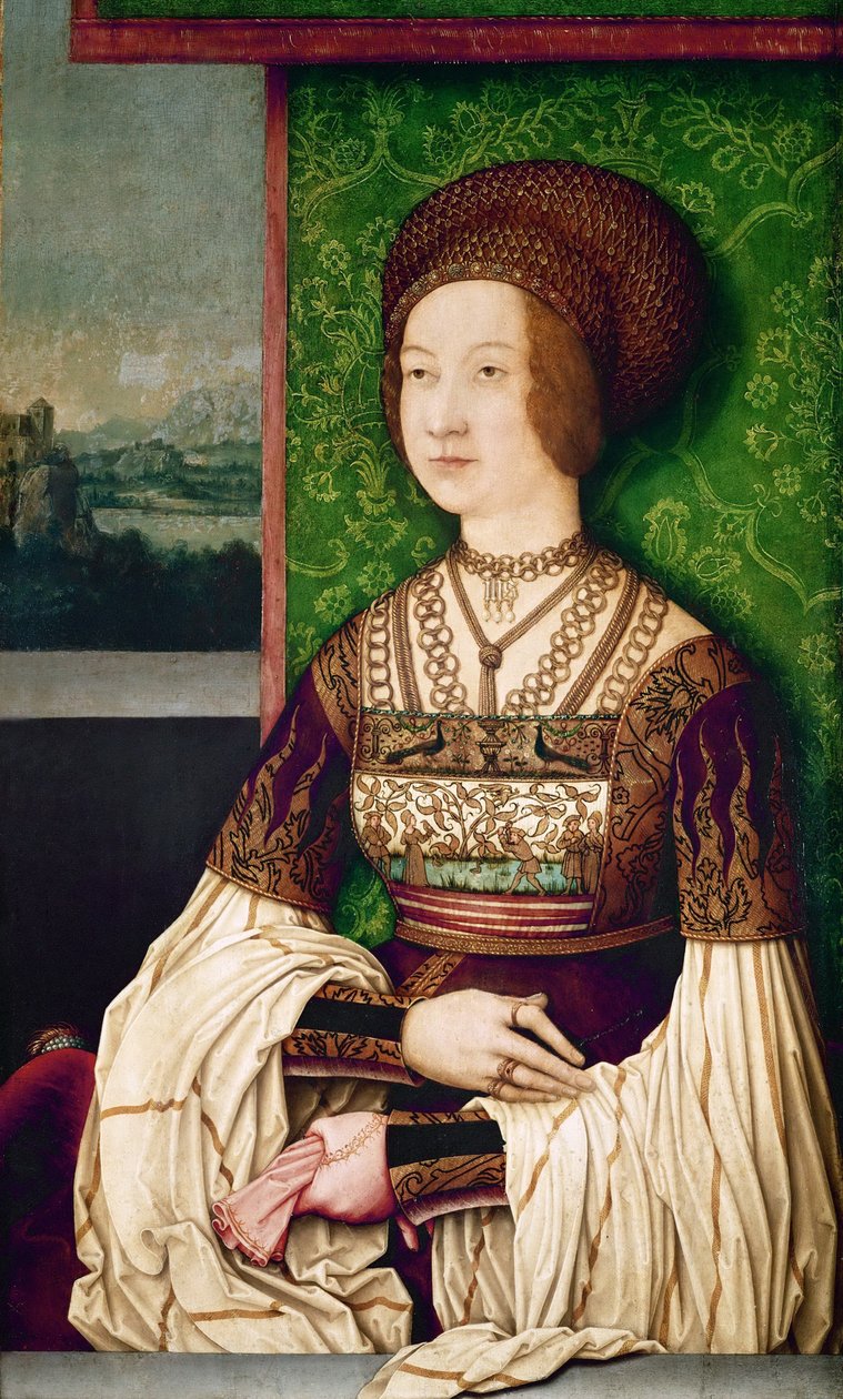 Muotokuva Bianca Maria Sforzasta 1472-1510, Maximilian I:n, Pyhän Rooman keisarin, toisesta vaimosta, n. tekijältä Bernhard Strigel