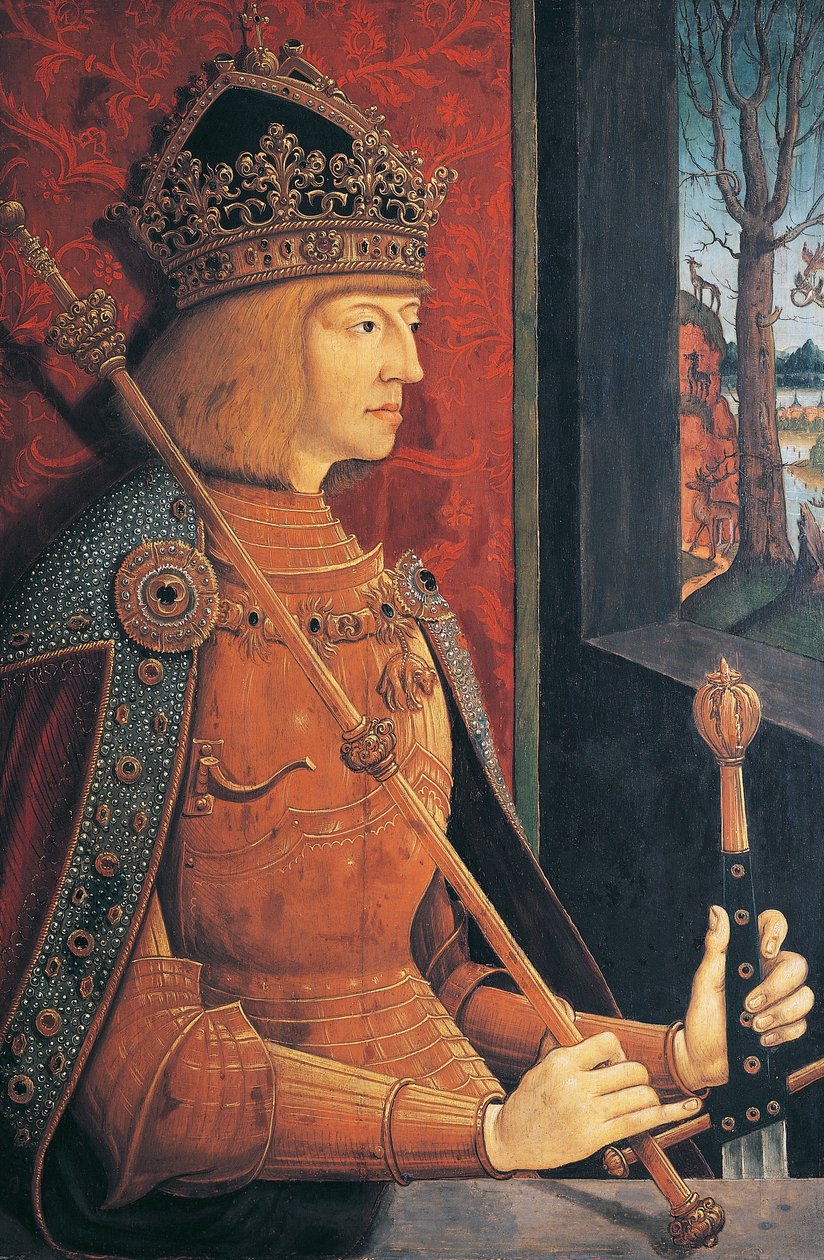 Muotokuva Maximilian I Itävallan keisarista, Pyhän saksalais-roomalaisen keisarikunnan keisarista. tekijältä Bernhard Strigel