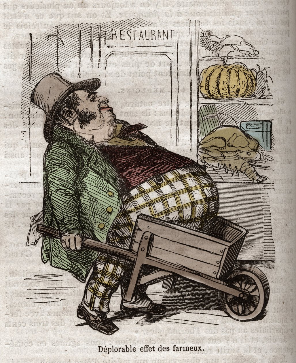 Obeite - Des Gourmands - valitettava vaikutus des flooreux - kaiverrus Jean Anthelme Brillat Savarinin (Brillat-Savarin) kirjaan "La Physiologie du gout" tekijältä Bertall