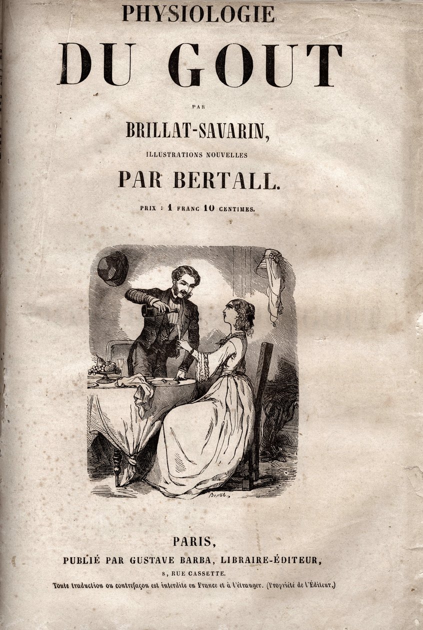 Brillat Savarinin "Maun fysiologia" otsikkosivu - Jean Anthelme Brillat Savarinin (Brillat-Savarin) "La Physiologie du gout" otsikkosivu tekijältä Bertall