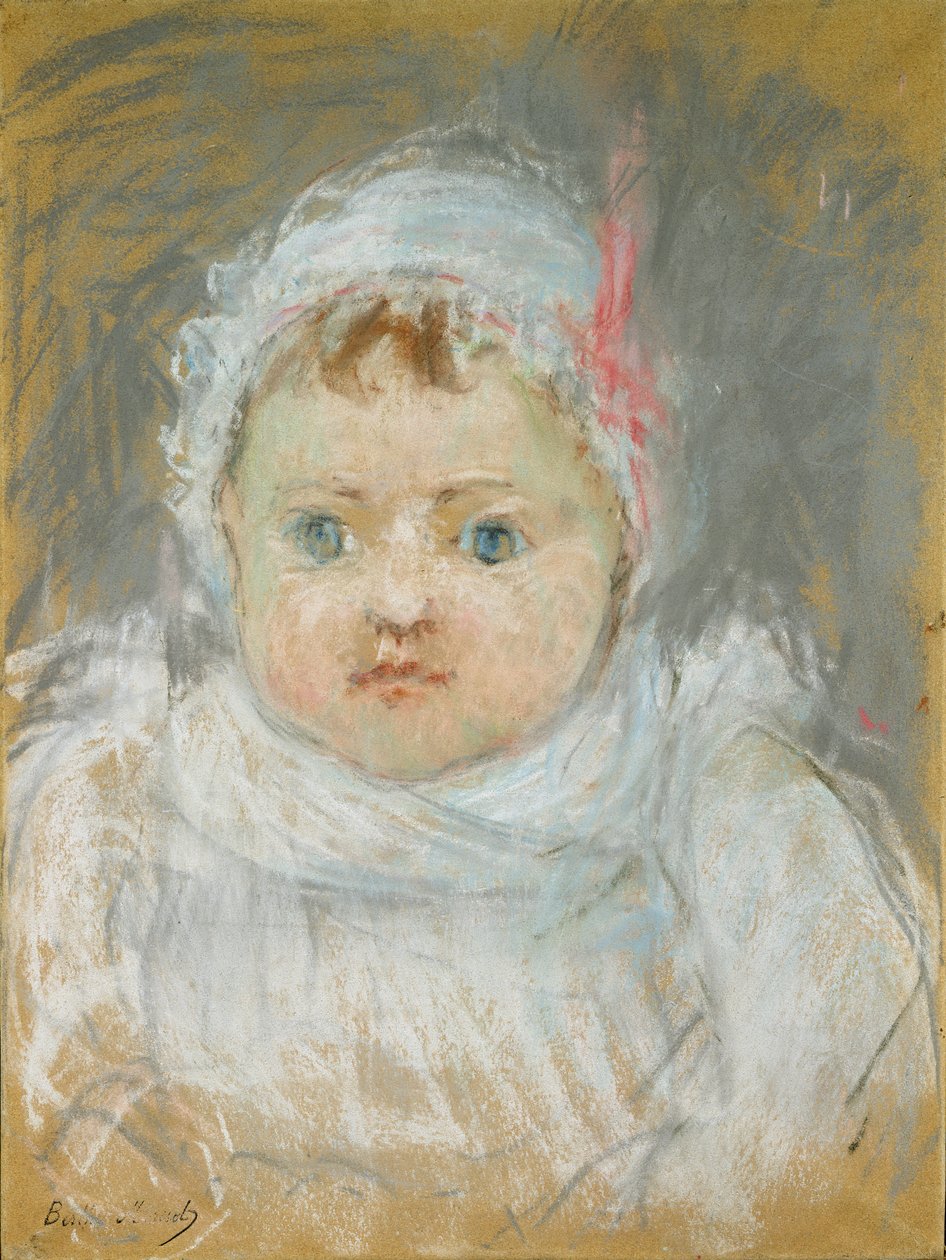 Blanche Pontillon vauvana, 1872 (pastelli paperille) tekijältä Berthe Morisot