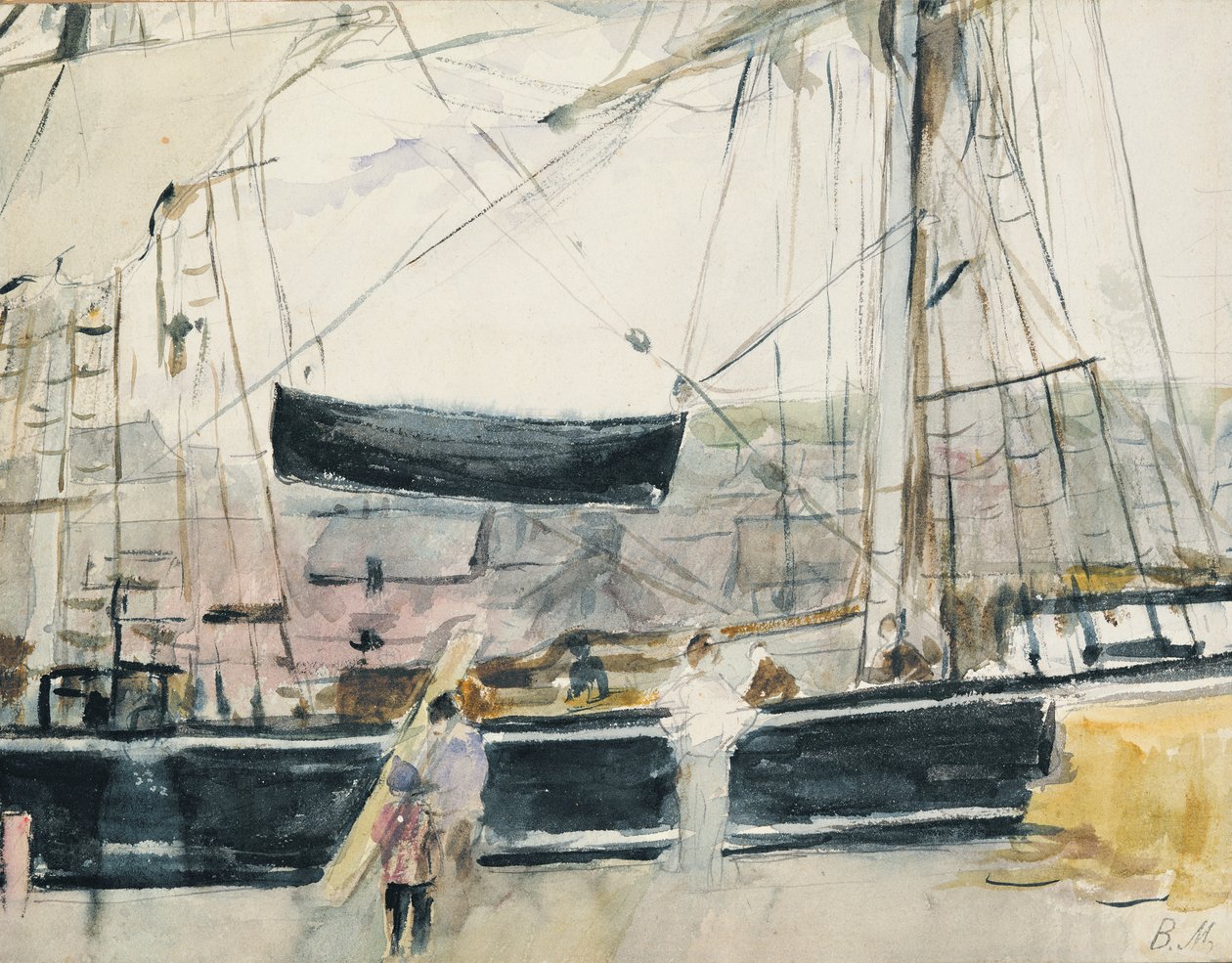 Vene laiturilla, 1875 tekijältä Berthe Morisot