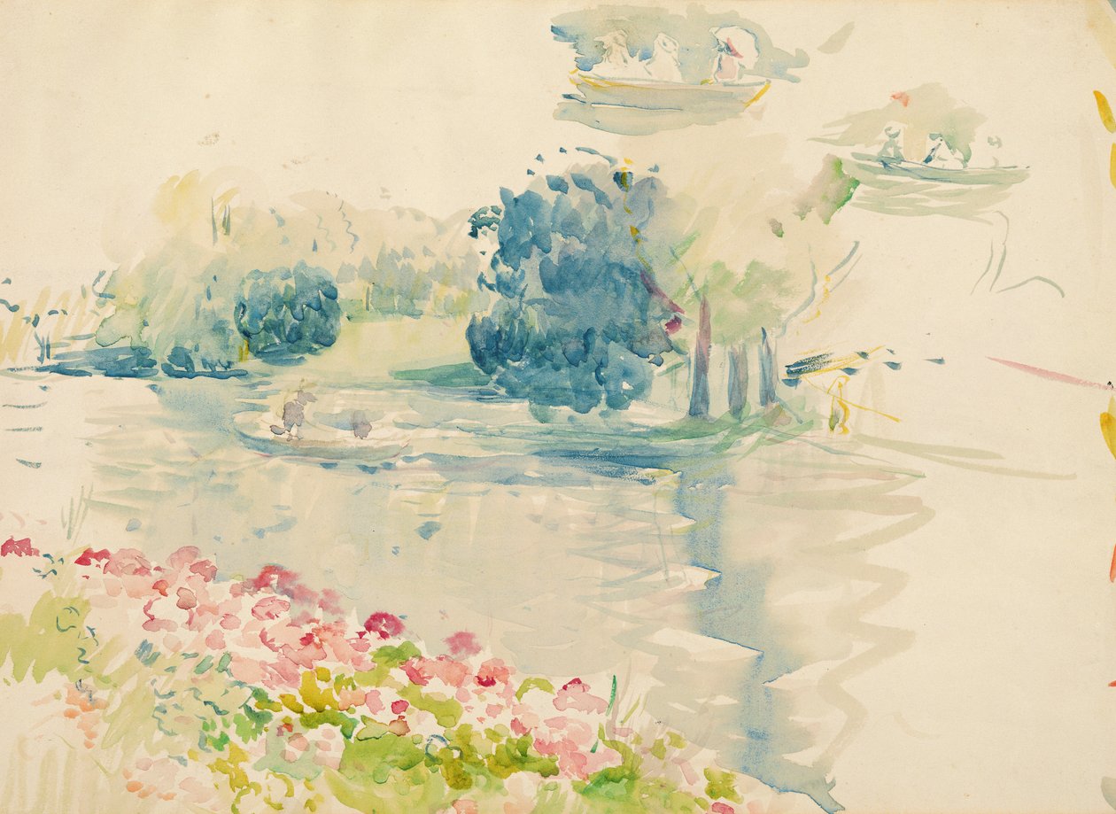 Geraniums järven rannalla, 1893 tekijältä Berthe Morisot