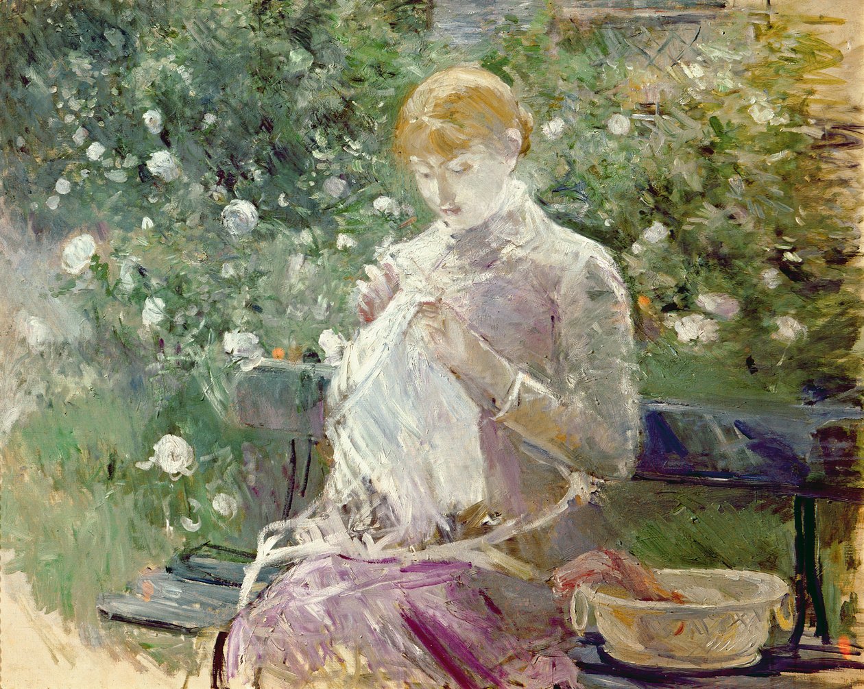 Pasie-ompelu Bougivalin puutarhassa, 1881 tekijältä Berthe Morisot