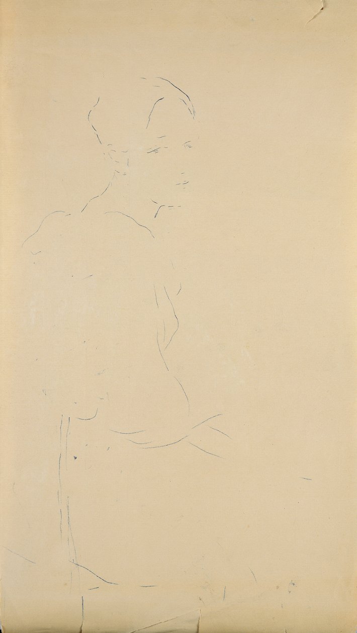 Nuoren istuvan naisen profiili, 1887 (värikynä paperille) tekijältä Berthe Morisot
