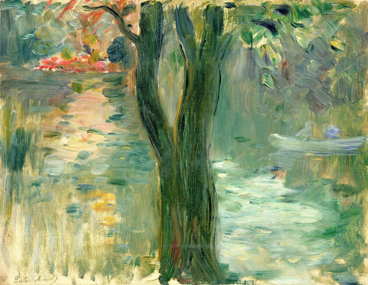 Auringonlasku järven yli, Bois de Boulogne, 1894 tekijältä Berthe Morisot