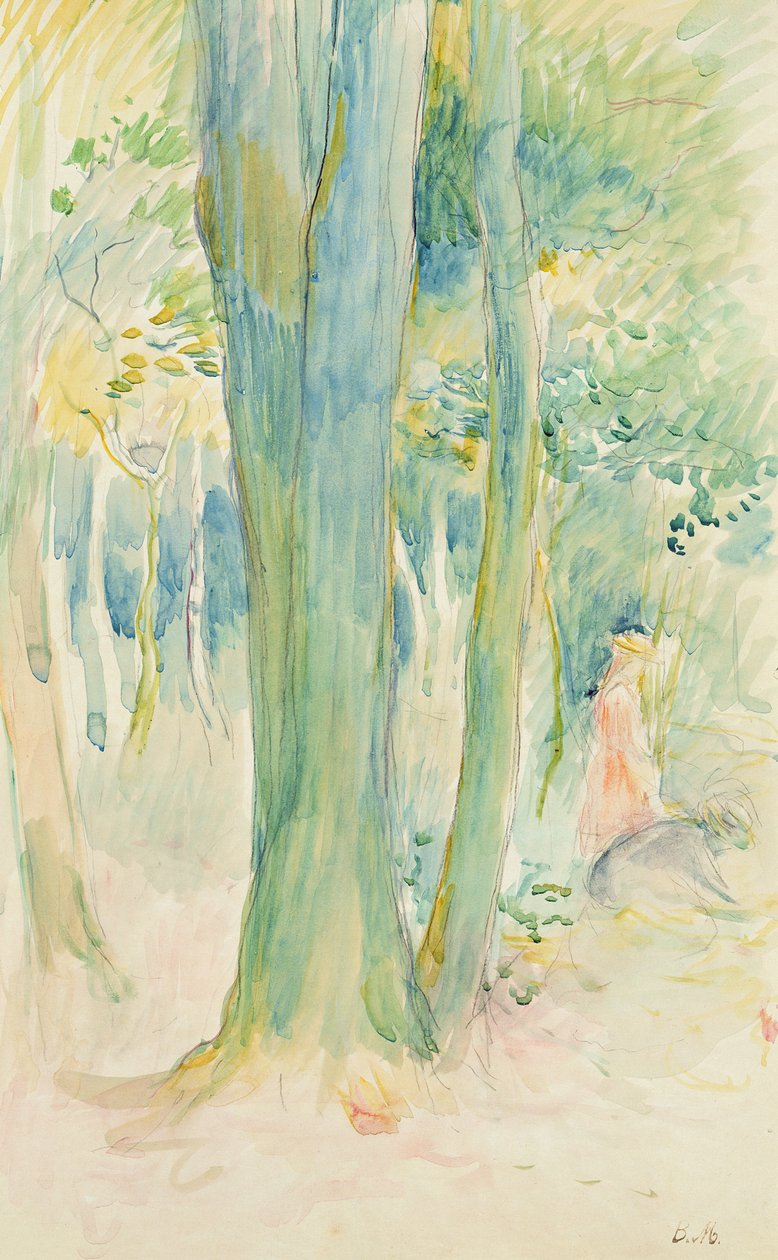 Puiden alla metsässä, 1893 tekijältä Berthe Morisot