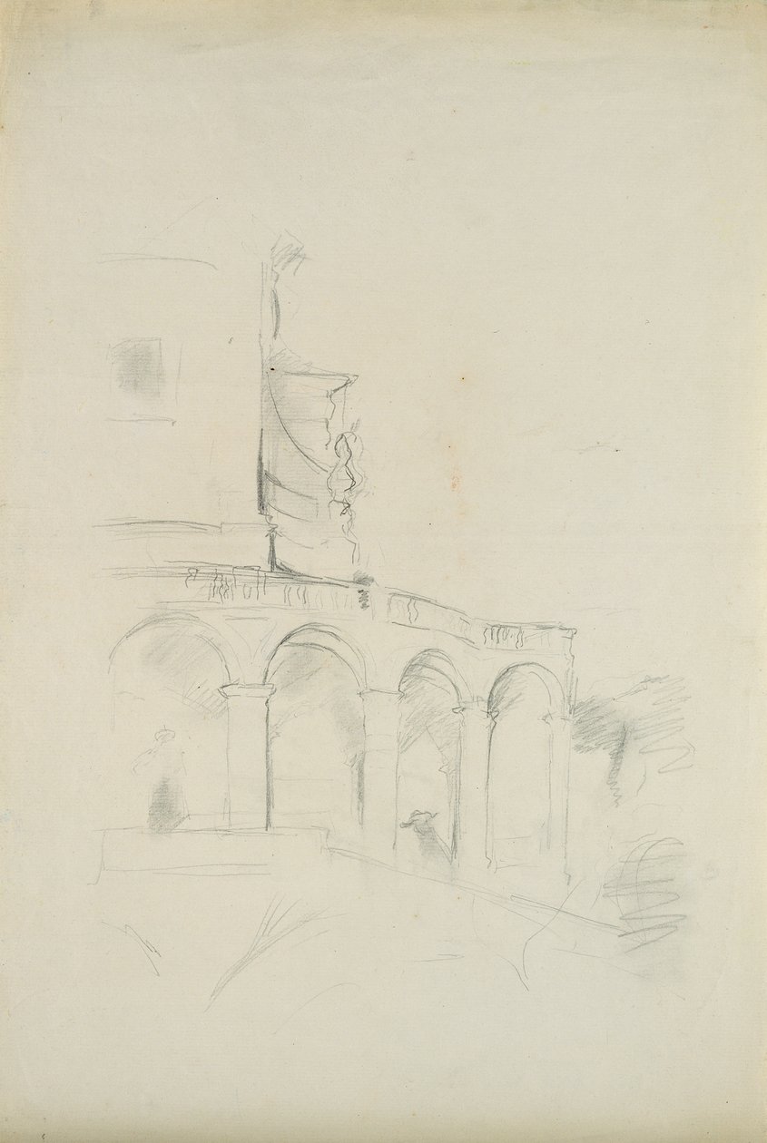 Huvila Saint-Ponsissa Nizzassa, 1889 (grafiitti paperille) tekijältä Berthe Morisot