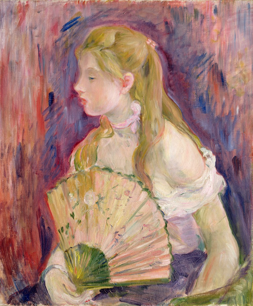Nuori tyttö tuulettimen kanssa, 1893 tekijältä Berthe Morisot