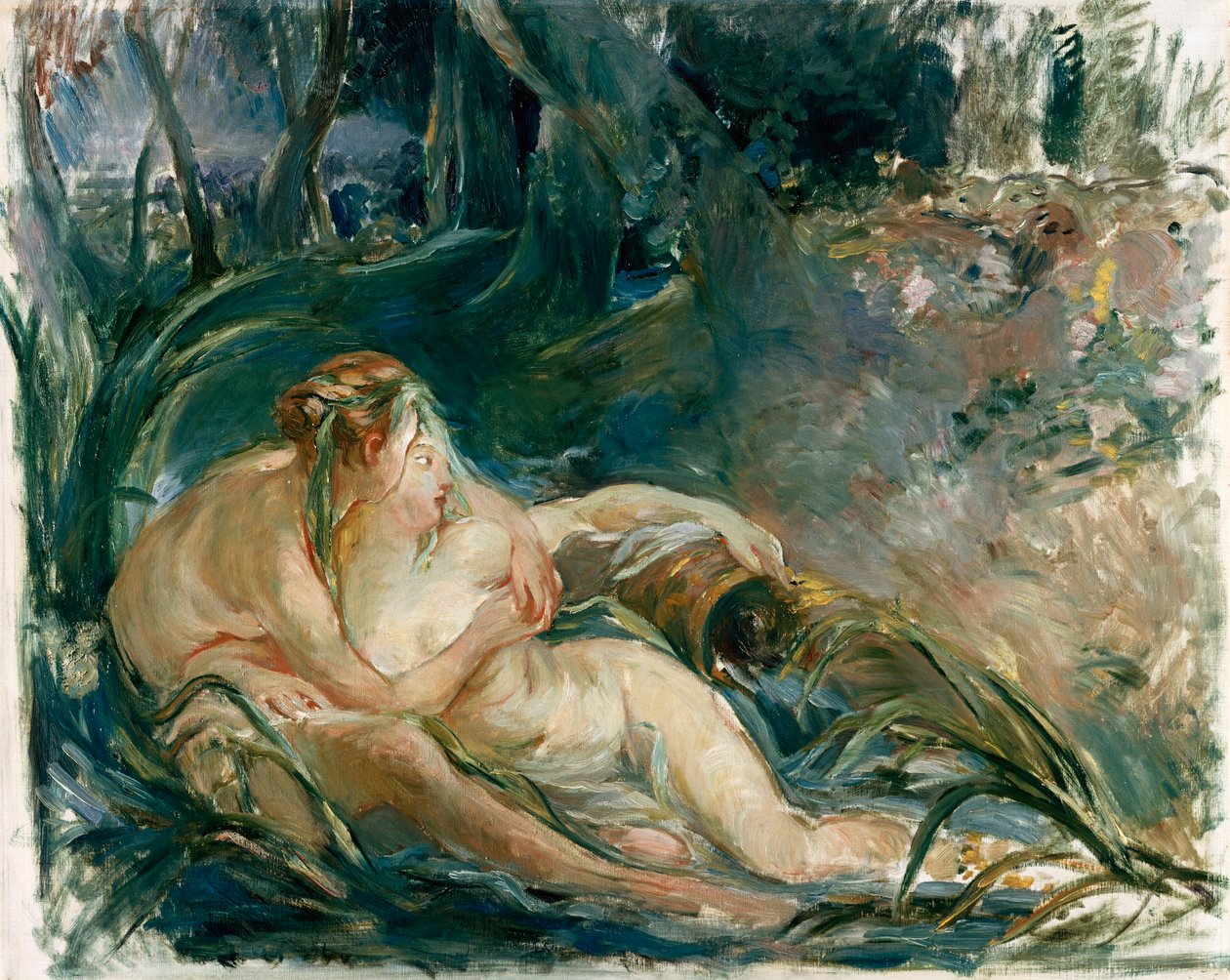 Apollo esiintyy Latonelle Boucherin jälkeen (öljy kankaalle) tekijältä Berthe Morisot