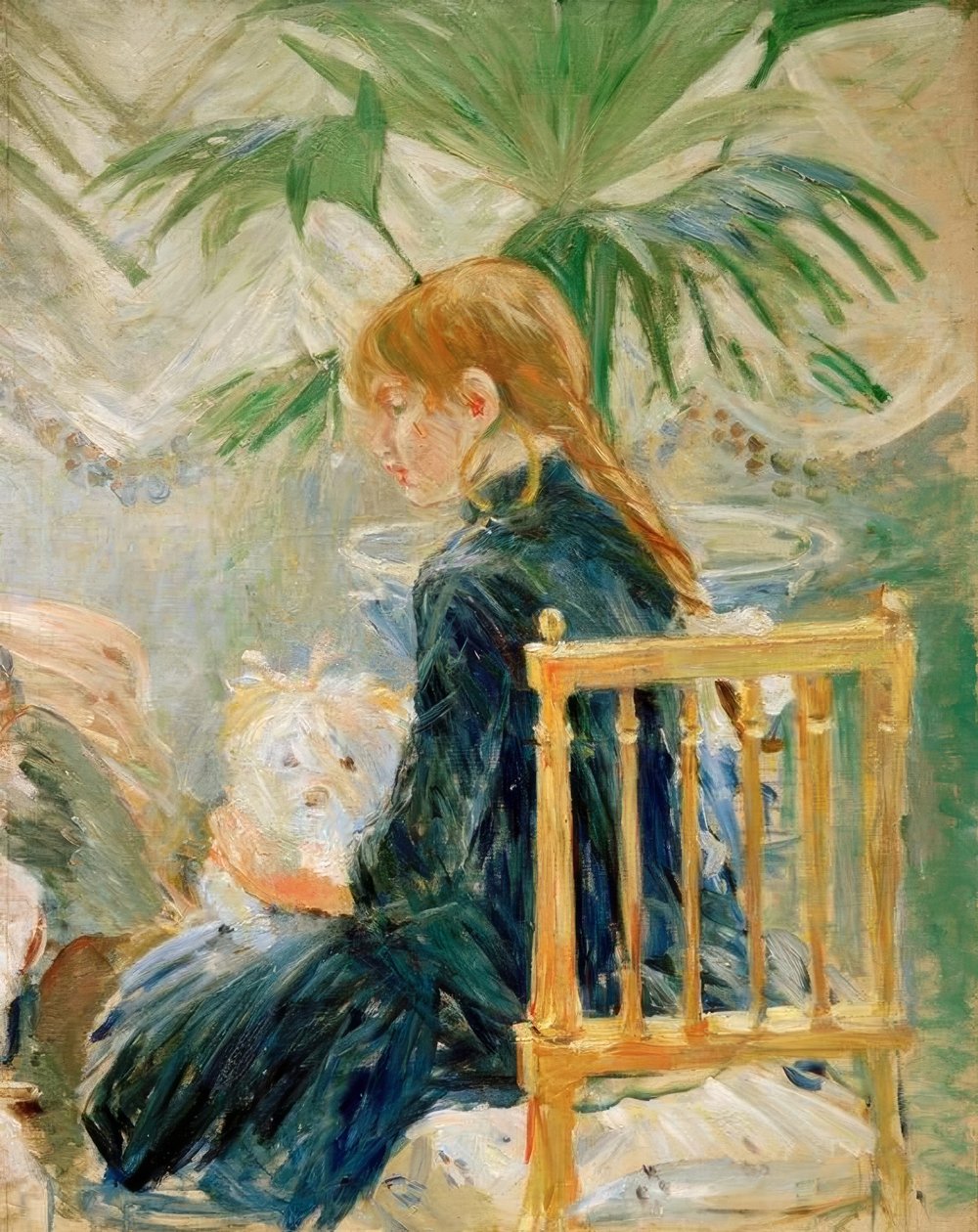 Tyttö koiran kanssa (toinen fragmentti) tekijältä Berthe Morisot
