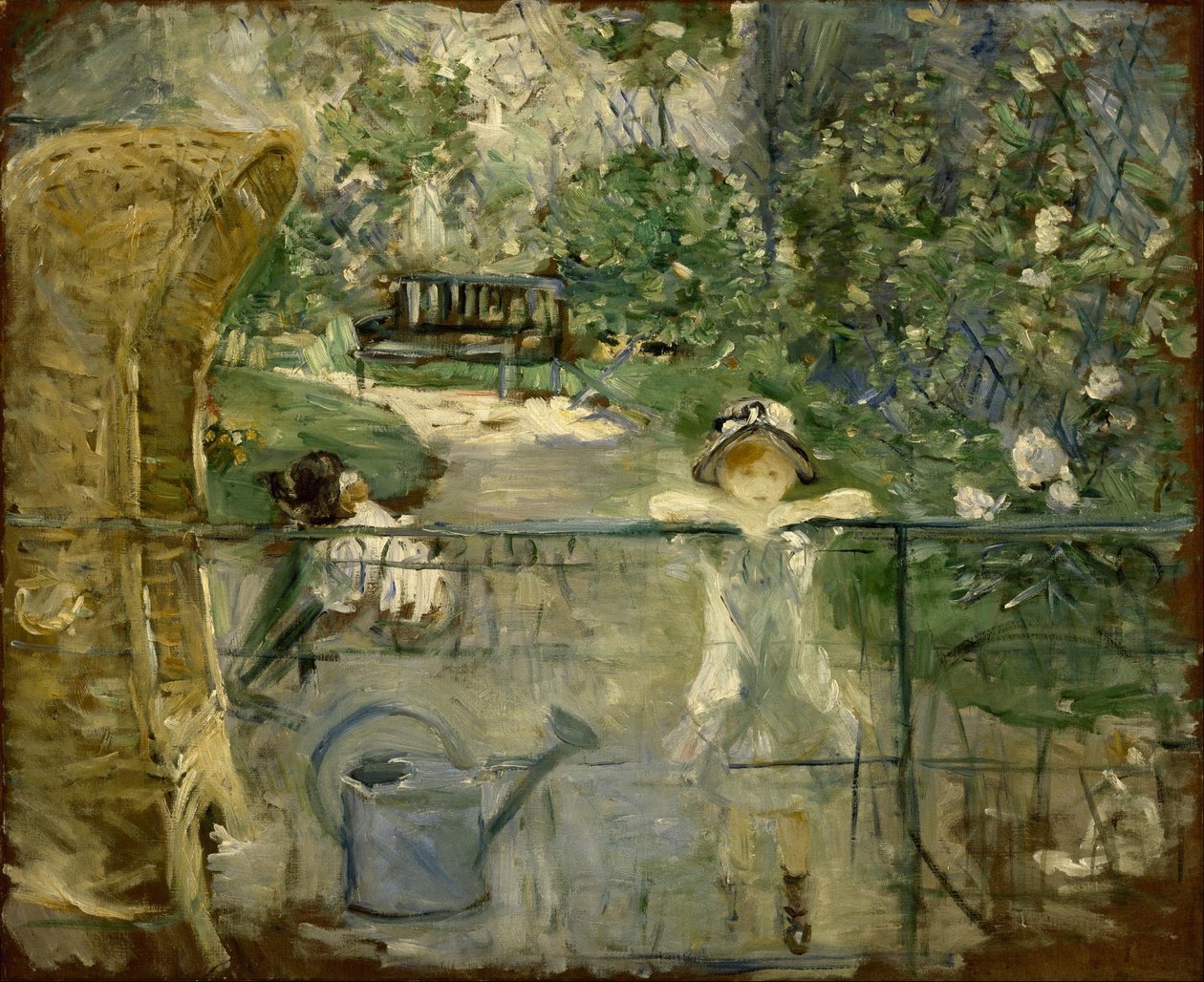 Tytöt puutarhassa, joka tunnetaan myös nimellä La hotte. tekijältä Berthe Morisot