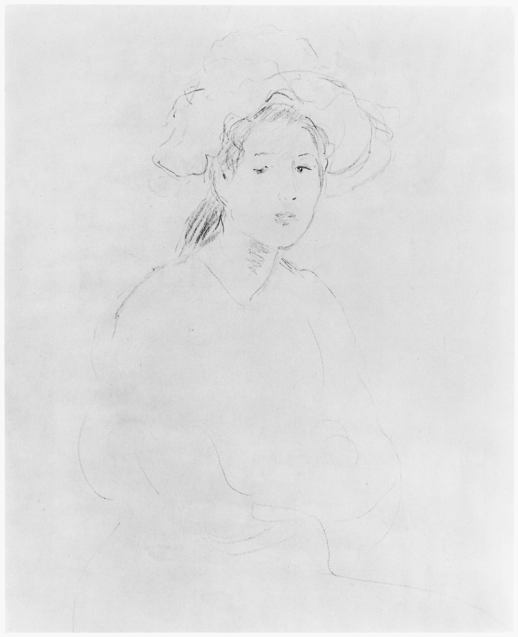 Naisen pää (Verso) (katso 383972 Recto) 1893 tekijältä Berthe Morisot