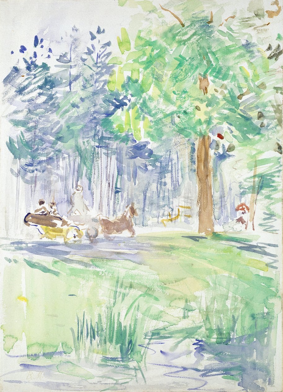 Hevonen ja vaunut metsätiellä, vuoden 1883 jälkeen tekijältä Berthe Morisot