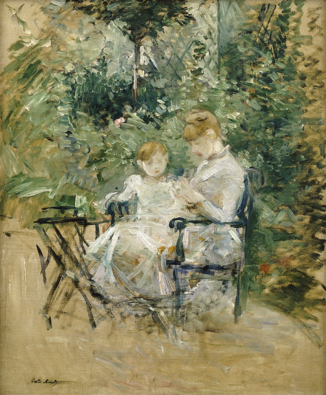 Puutarhassa; Puutarhassa, n. 1885 tekijältä Berthe Morisot