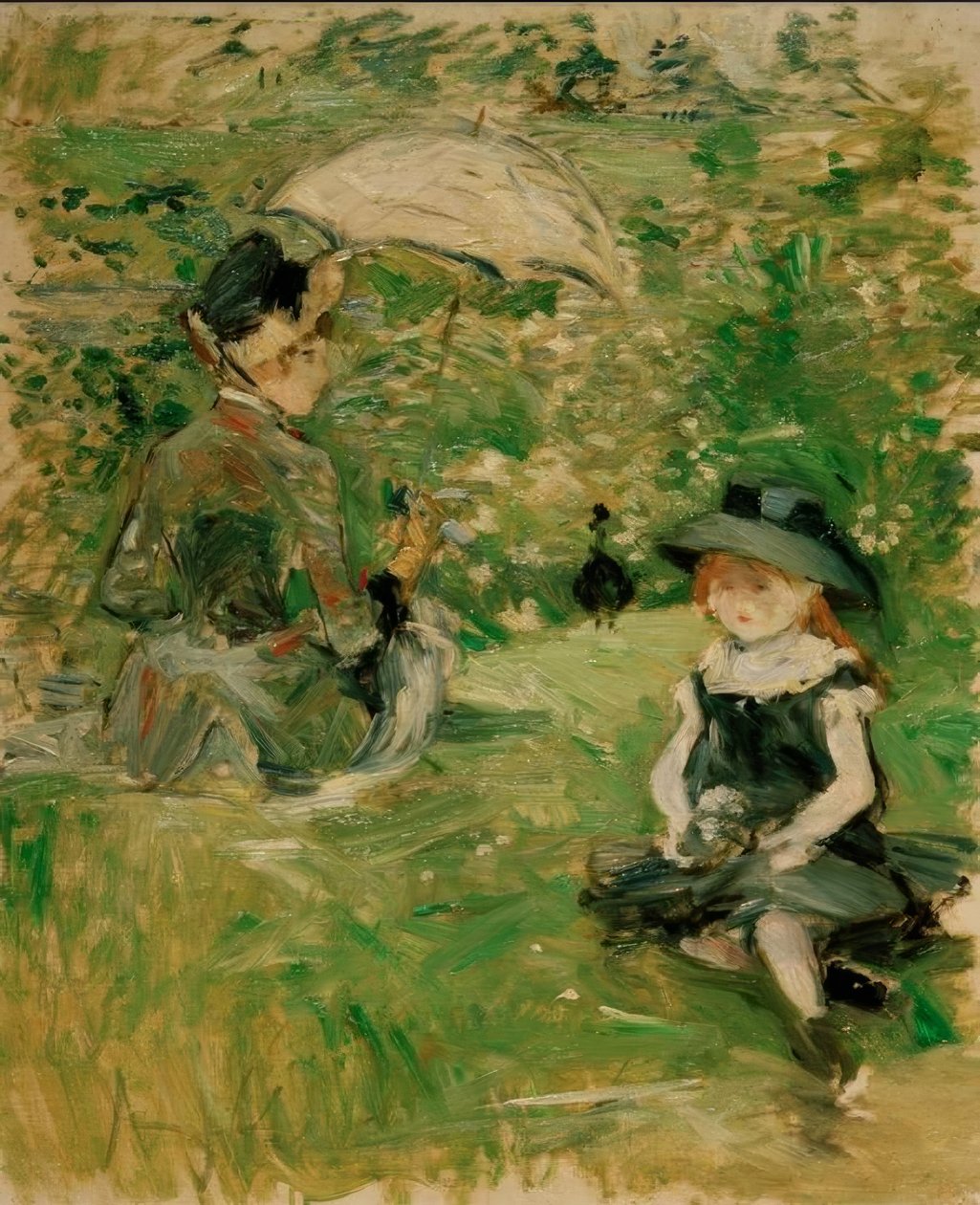Nuori nainen ja lapsi saarella tekijältä Berthe Morisot
