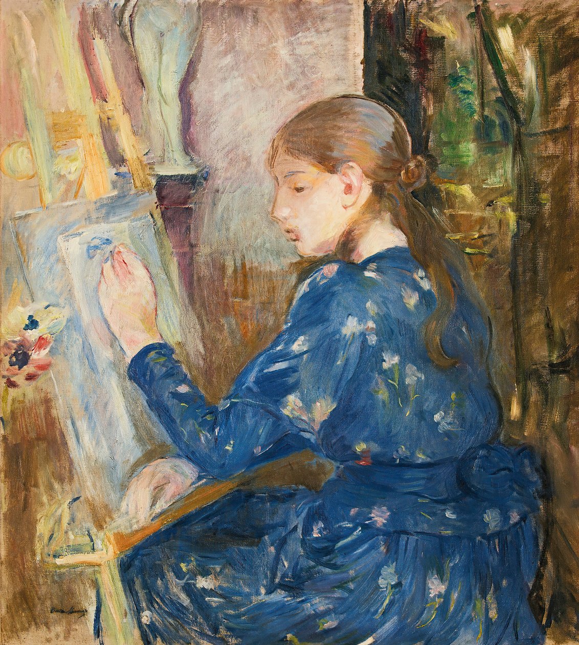 Nuori tyttö kirjoittaa, 1891. tekijältä Berthe Morisot