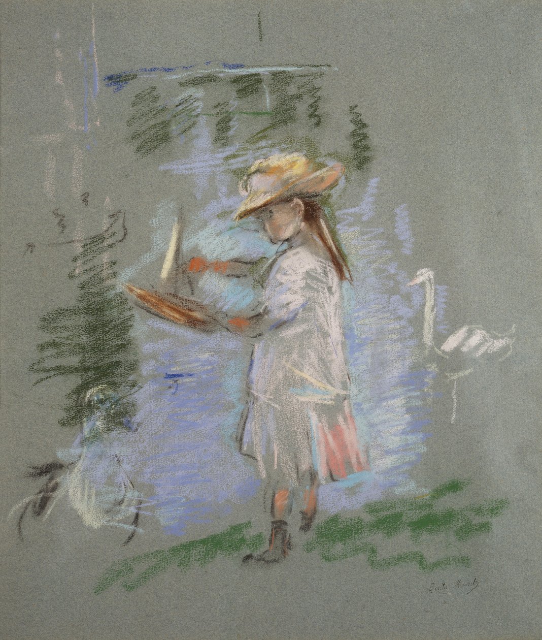 Julie Pinkissä järven rannalla tekijältä Berthe Morisot