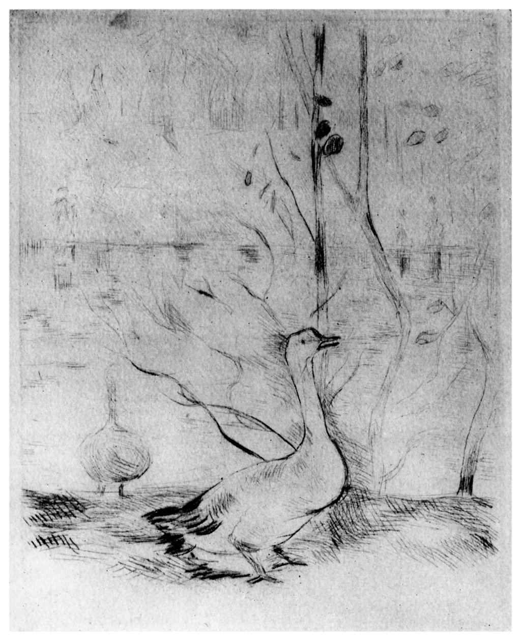 Les Oies, Hanhet, c1860-1890 1924 tekijältä Berthe Morisot