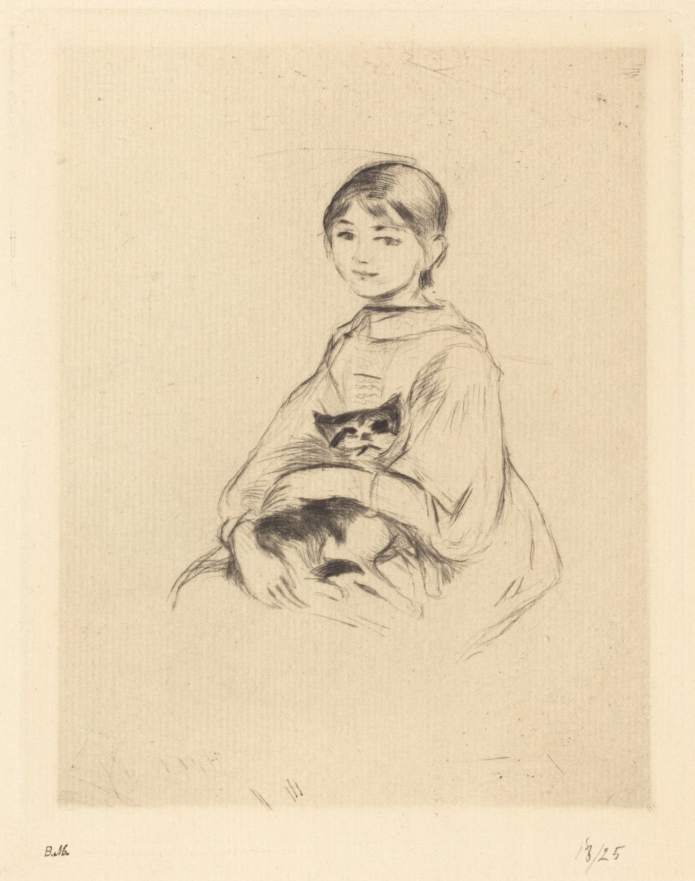 Pieni tyttö kissan kanssa tekijältä Berthe Morisot