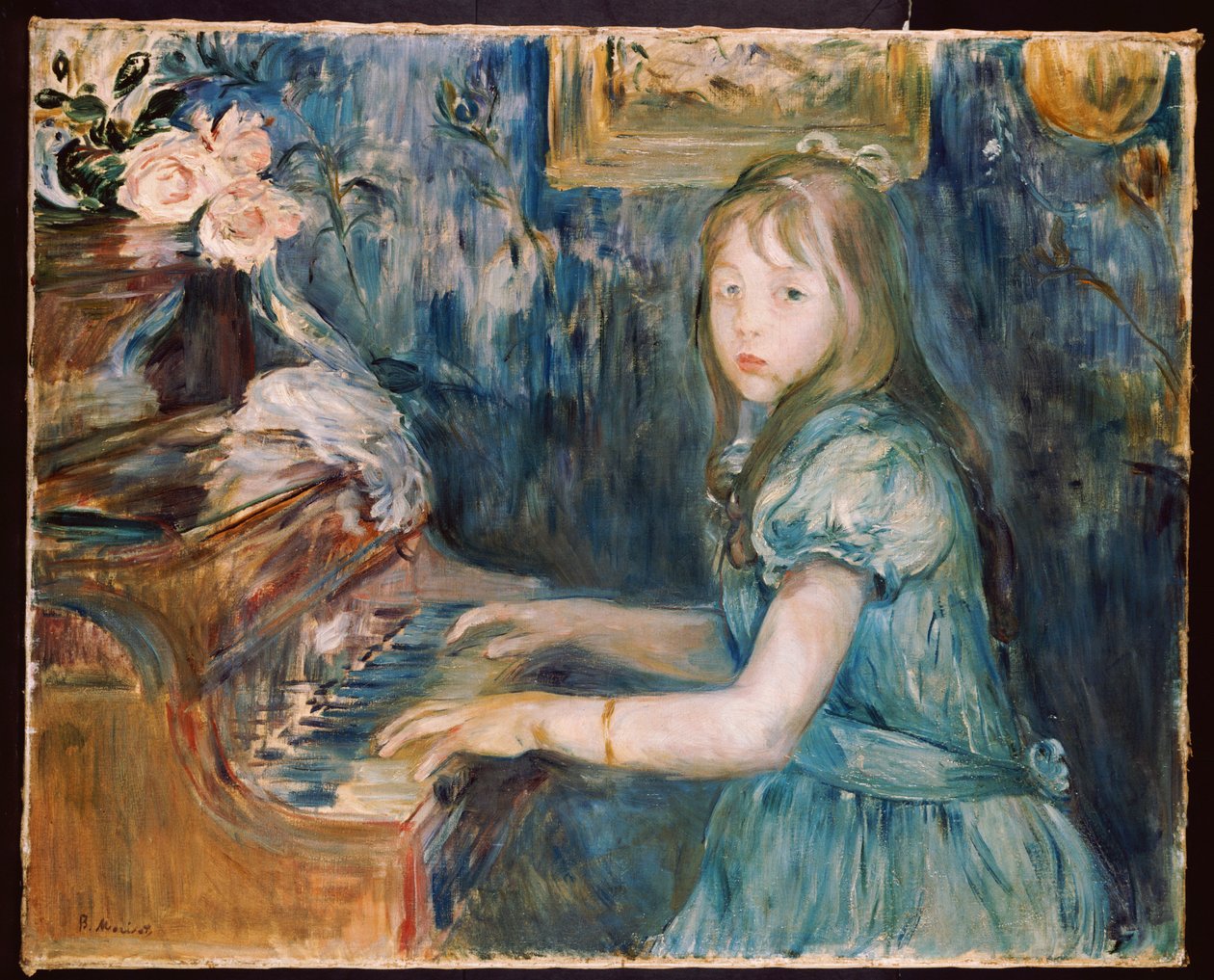 Lucie Leon pianon ääressä, n. 1892 tekijältä Berthe Morisot