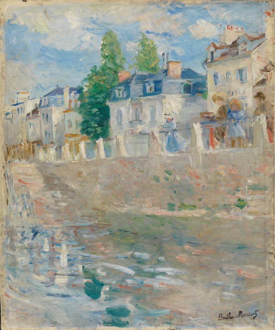 Seinen rannalla Bougivalissa tekijältä Berthe Morisot