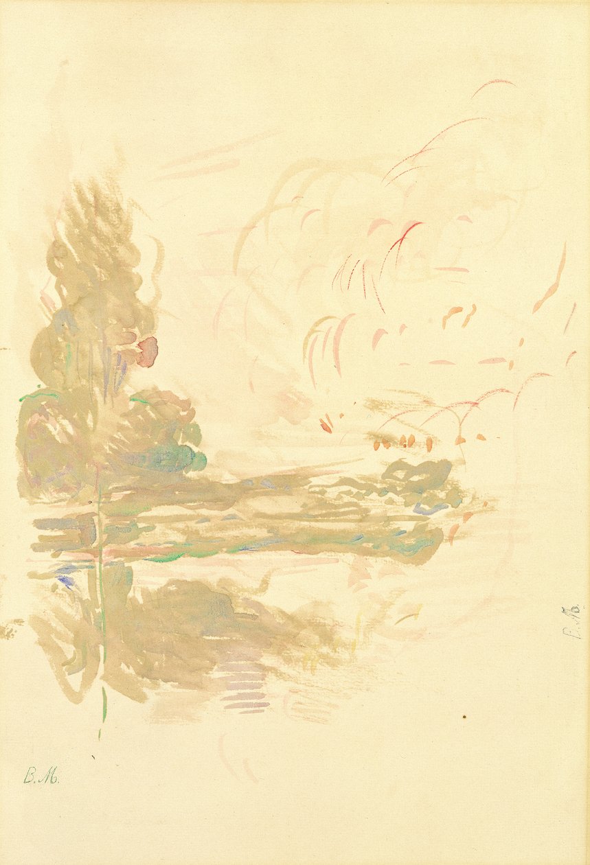 Heijastuksia Seinen, 1890 (akvarelli paperille) tekijältä Berthe Morisot