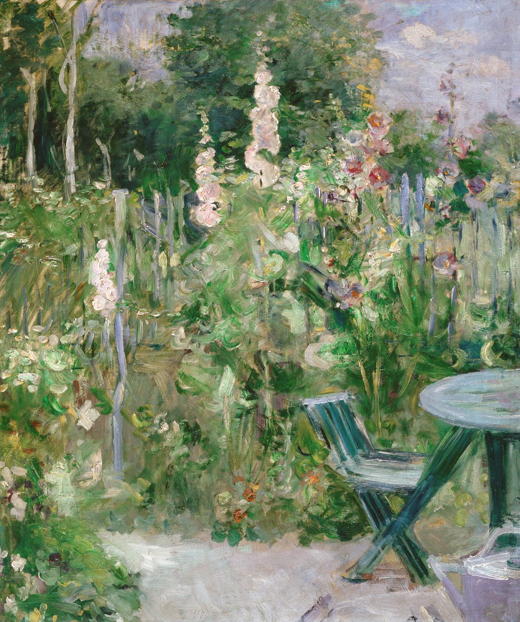 Roses Tremieres (hollyhocks) tekijältä Berthe Morisot