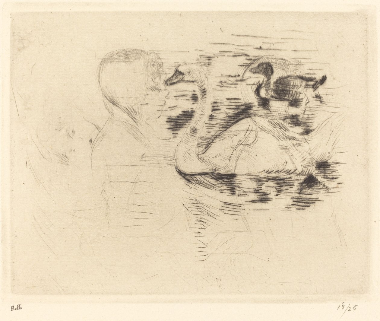 Joutsenet seisovassa vedessä, 18881890. tekijältä Berthe Morisot