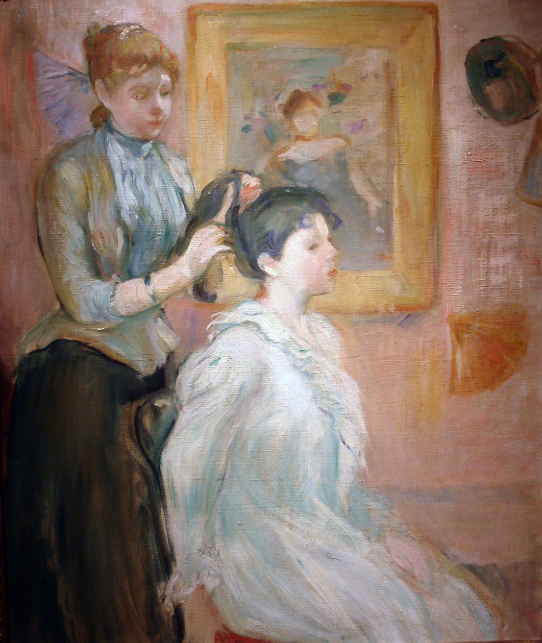 Coiffure (öljy kankaalle) tekijältä Berthe Morisot