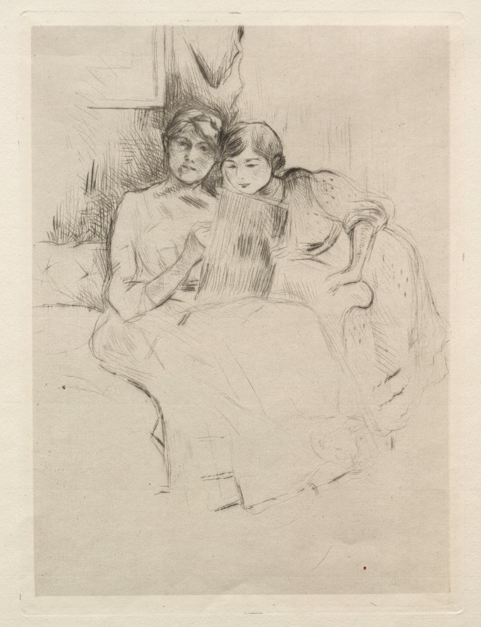 Piirustustunti (Berthe Morisot piirtää tyttärensä kanssa) tekijältä Berthe Morisot