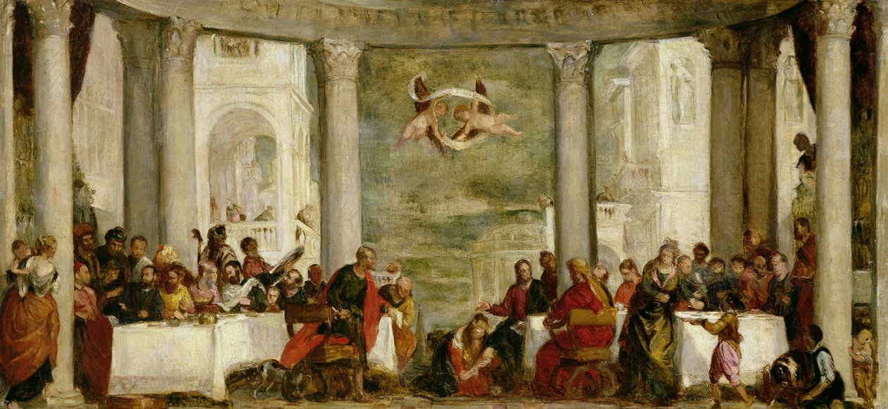Ateria Simon fariseuksen talossa, Veronesen (1528-88) maalauksen mukaan 1860 1860 tekijältä Berthe Morisot