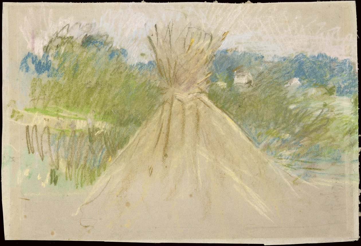 Pieni heinäsuovasta, 1882 (pastelli paperille) tekijältä Berthe Morisot