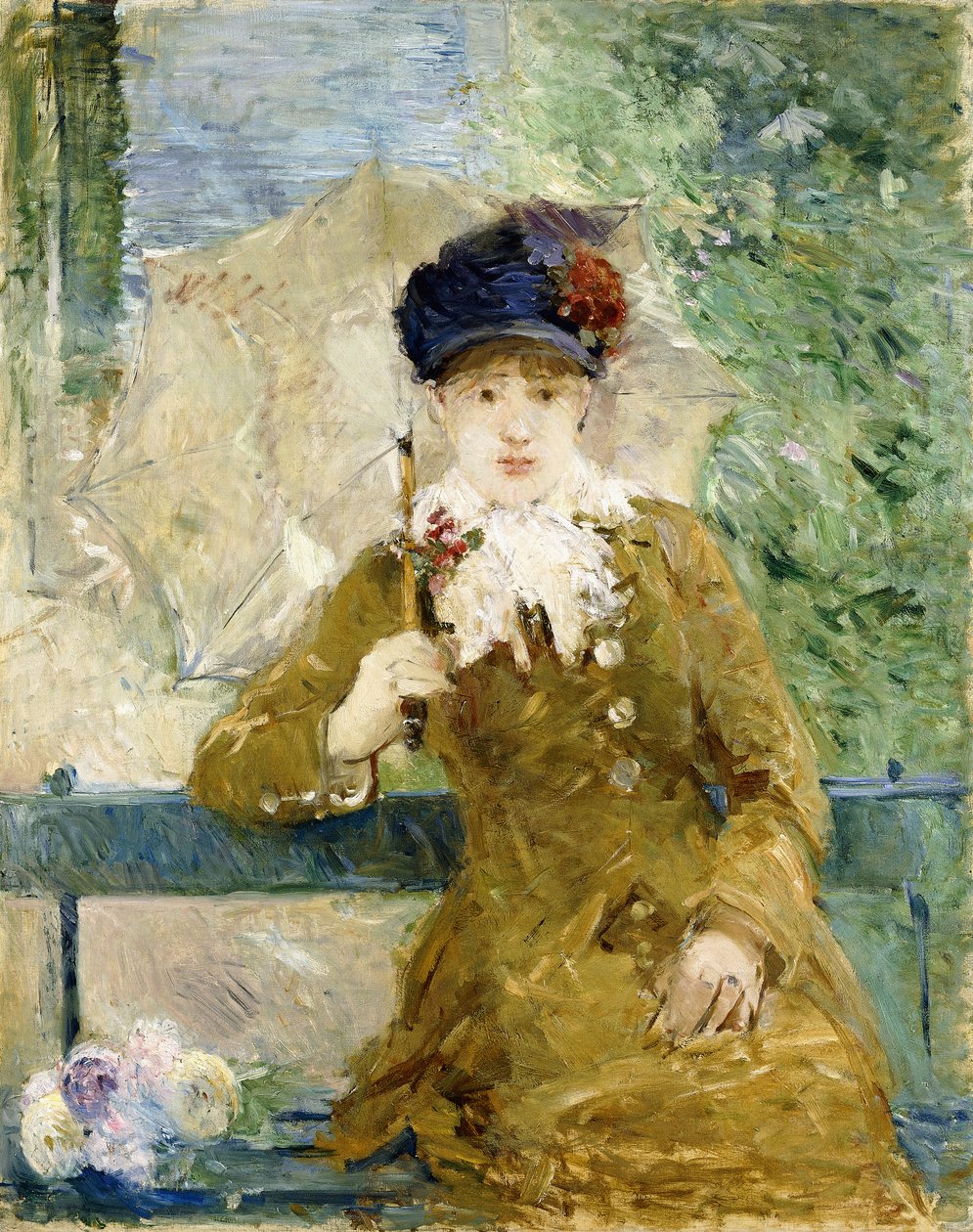 Nainen sateenvarjolla, 1881 tekijältä Berthe Morisot