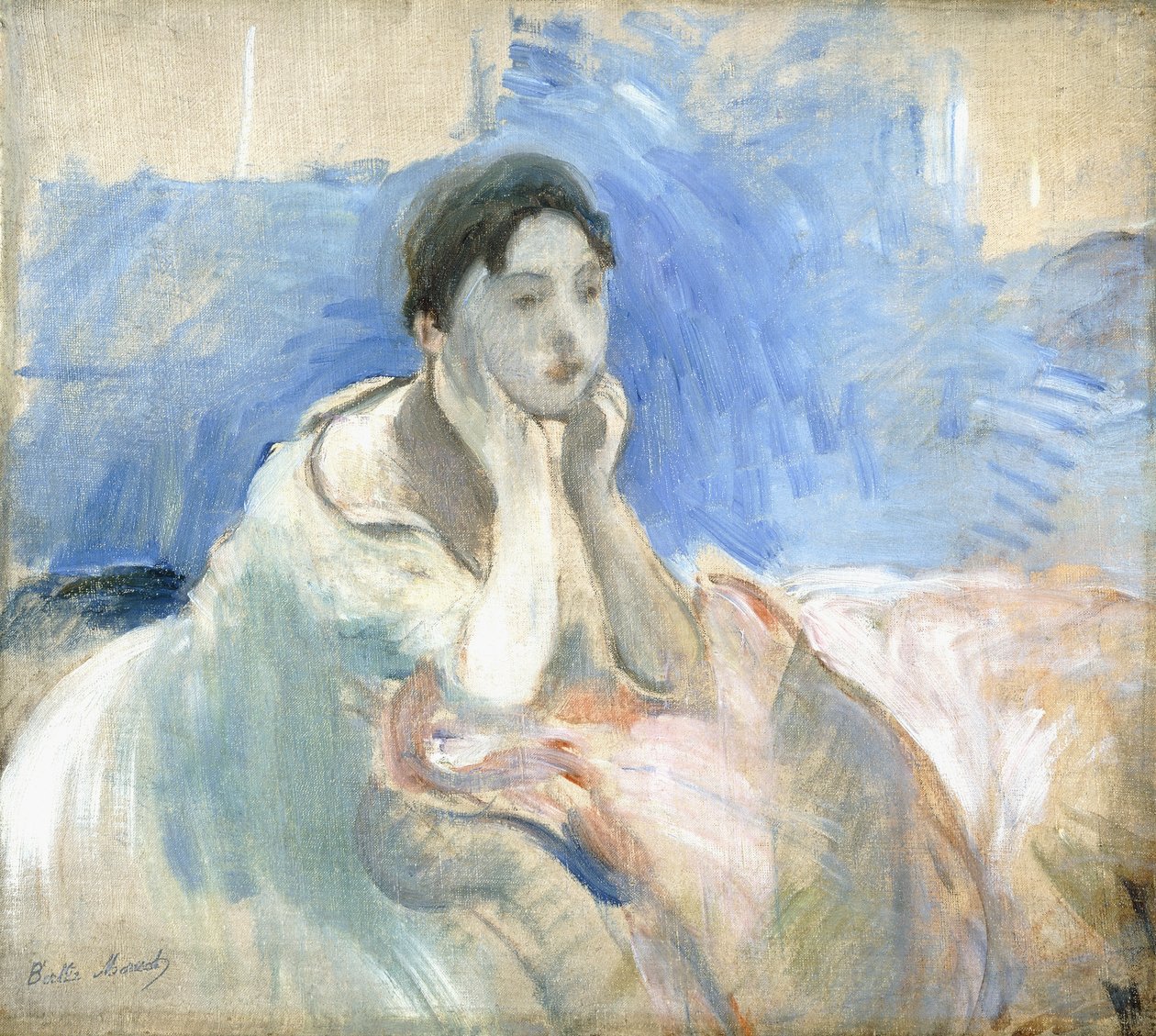 Nuori tyttö nojaa, 1894 tekijältä Berthe Morisot