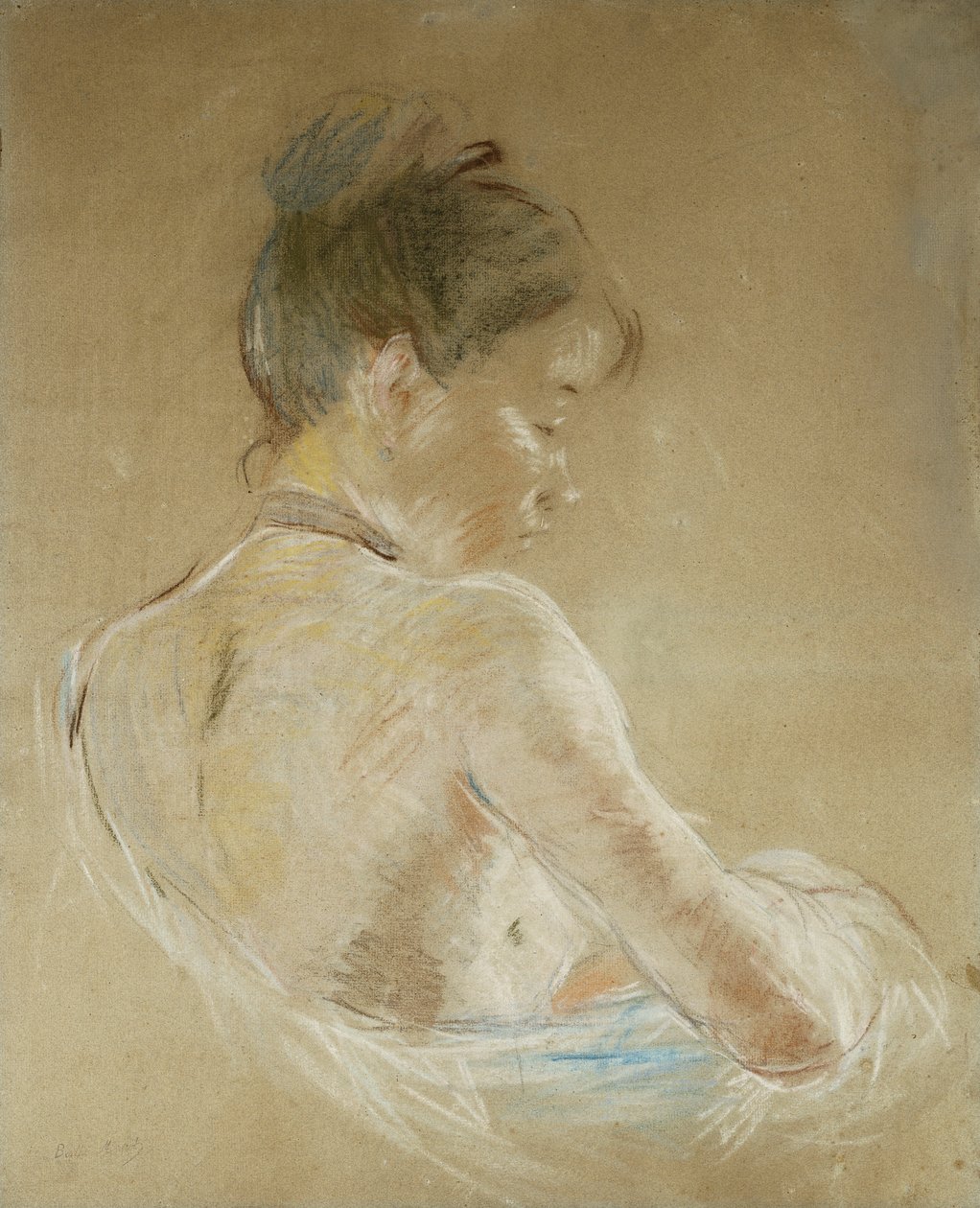 Nuori tyttö alastomilla hartioilla; Nuori tyttö paljain hartioin, 1885 tekijältä Berthe Morisot