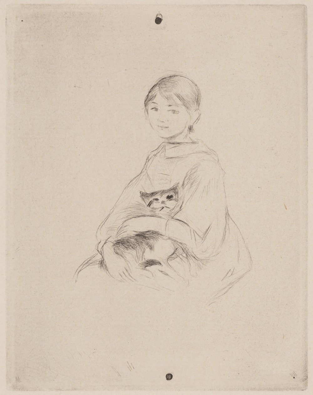 Nuori tyttö kissan kanssa (Julie Manet) tekijältä Berthe Morisot