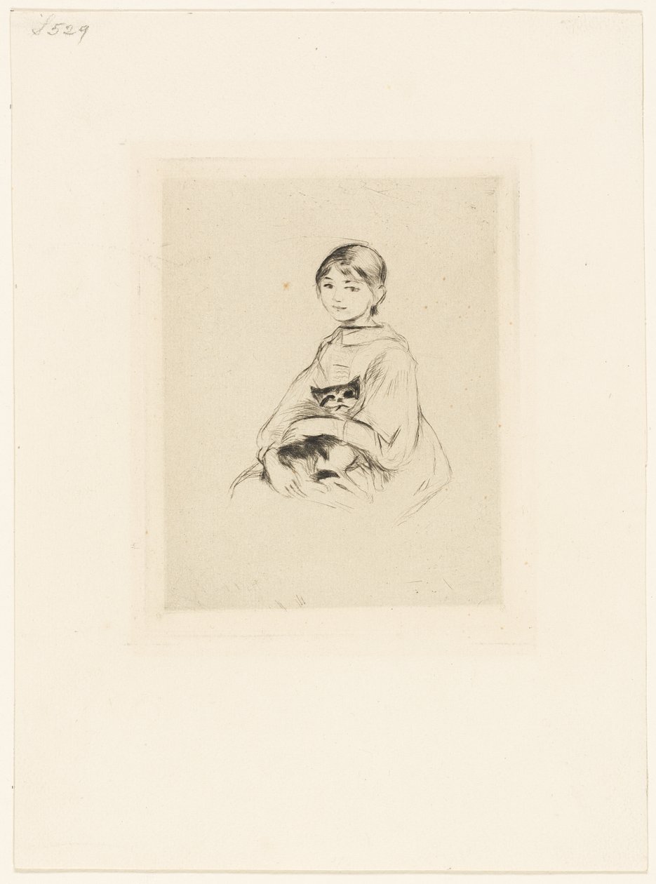 Nuori tyttö ja kissa tekijältä Berthe Morisot