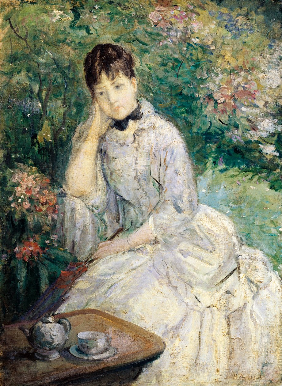 Nuori nainen istuu sohvalla (öljy kankaalle) tekijältä Berthe Morisot