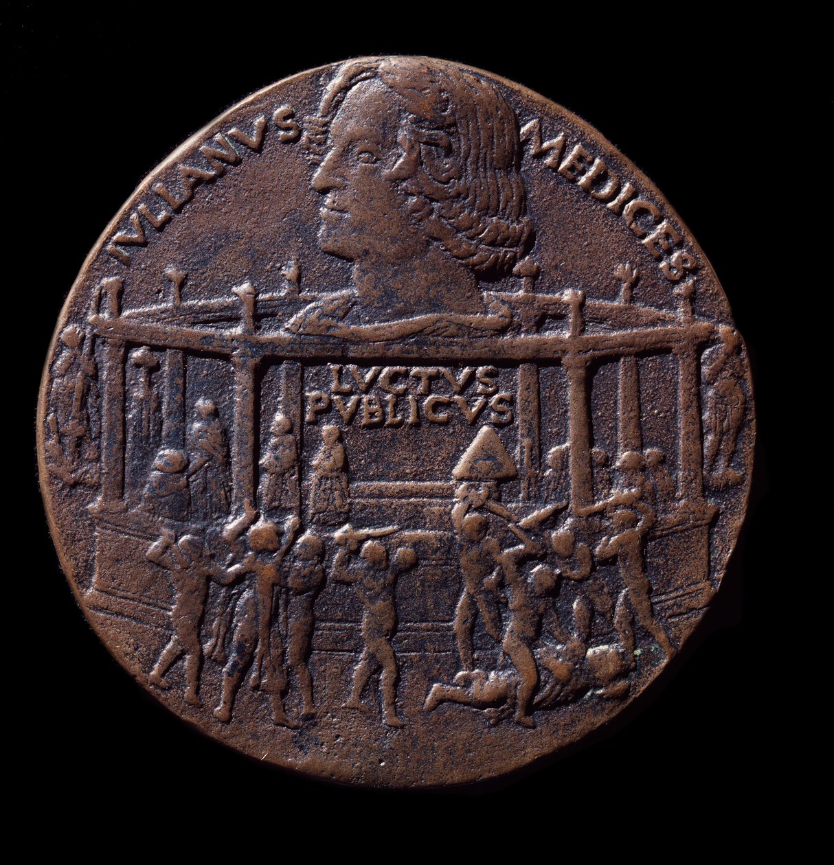 Pronssinen mitali Pazzin salaliitosta (1478). tekijältä Bertoldo di Giovanni